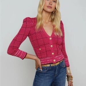 L'AGENCE Pink Cardigan Sweater